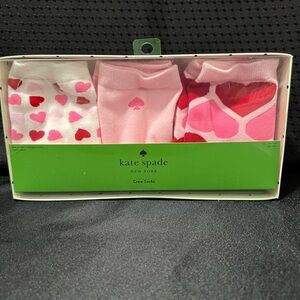 Kate Spade Pink and Red Heart Crew Socks